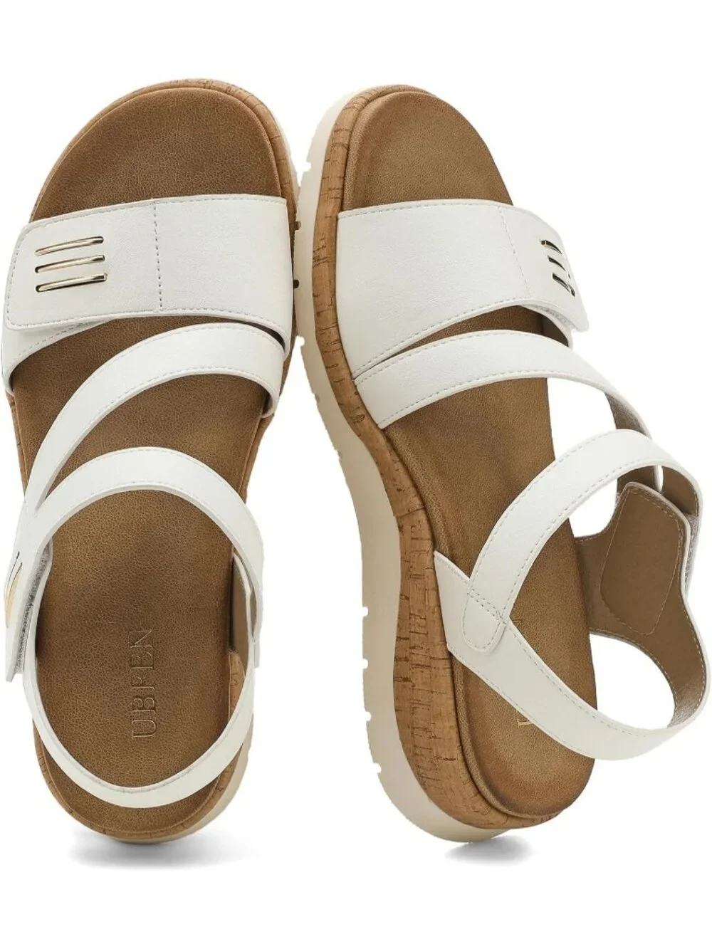 Women's White Summer Open Toe Adjustable Ankle Straps Comfortable Sandals